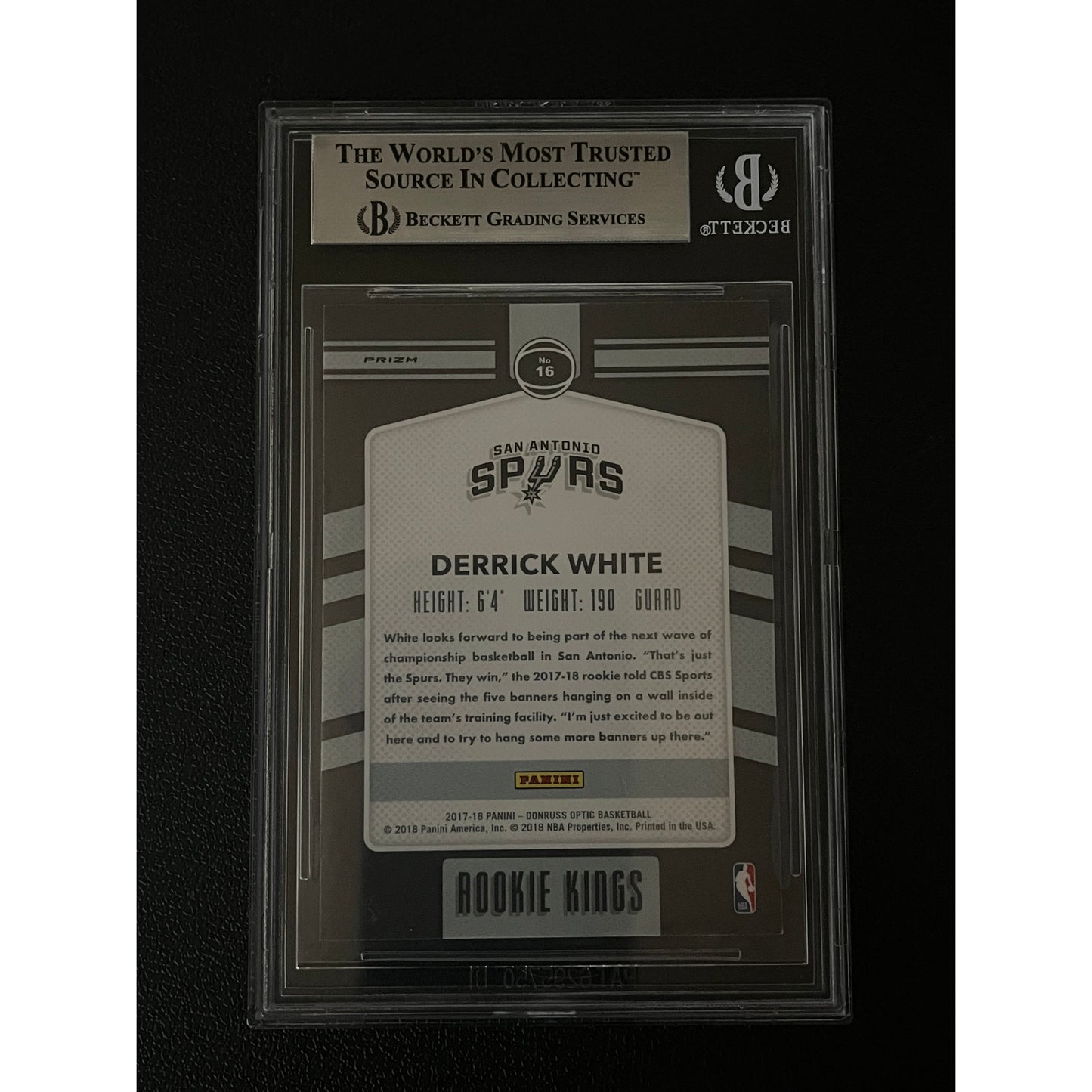 Derrick White Signed 2017 Donruss Optic Rookie Kings Holo RC Auto Beckett BAS