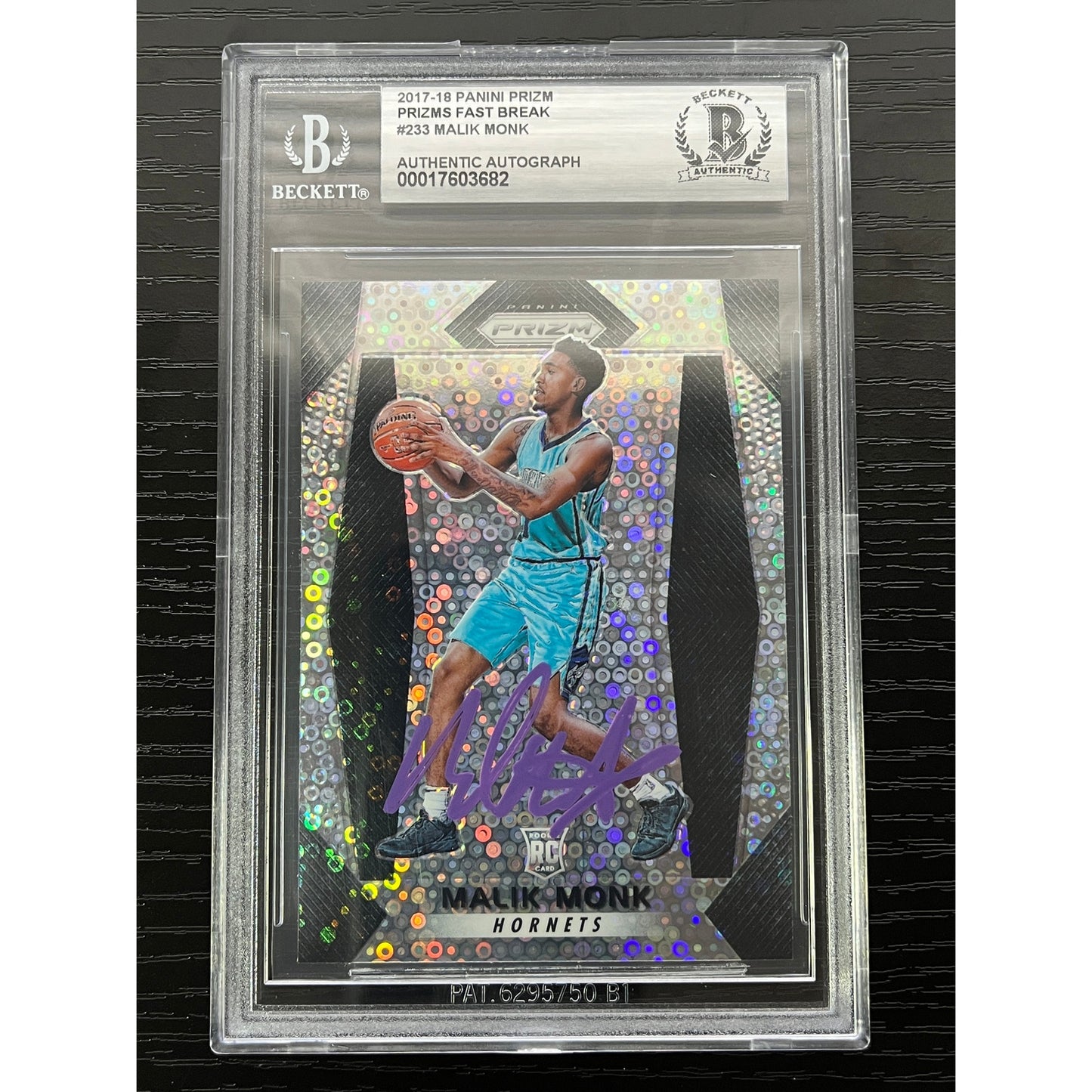 Malik Monk Signed 2017-18 Panini Prizm Fast Break #233 Card RC Auto BAS