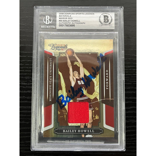 Bailey Howell Signed 2008 Donruss Sports Legends Materials Mirror Red /500 BAS