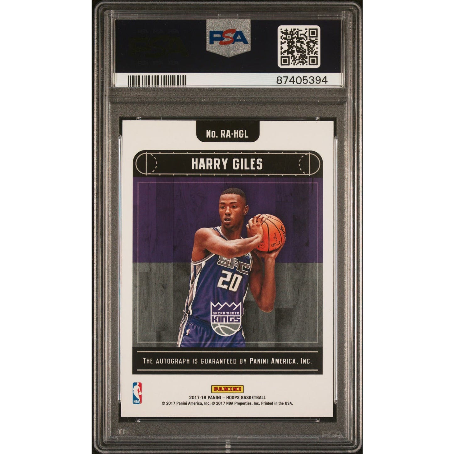 2017-18 PANINI HOOPS ROOKIE AUTOGRAPH #HGL HARRY GILES RED RC AUTO /25 PSA 9