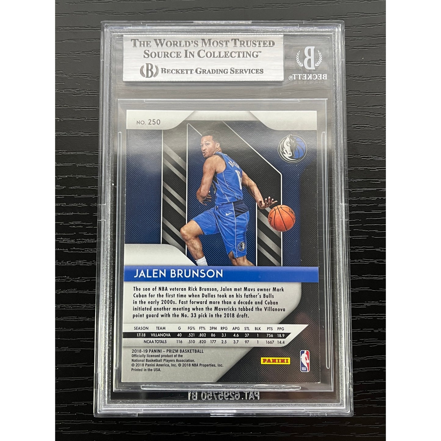 Jalen Brunson Signed 2018 Panini Prizm #250 RC Auto BAS