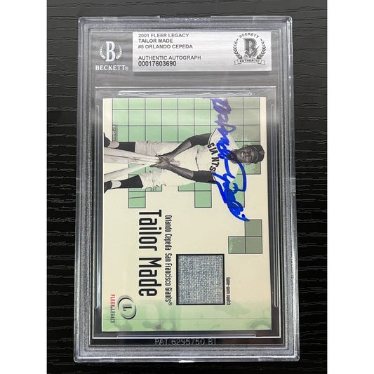 Orlando Cepeda Signed 2001 Fleer Legacy Tailor Made #5 Jersey Relic Card BAS