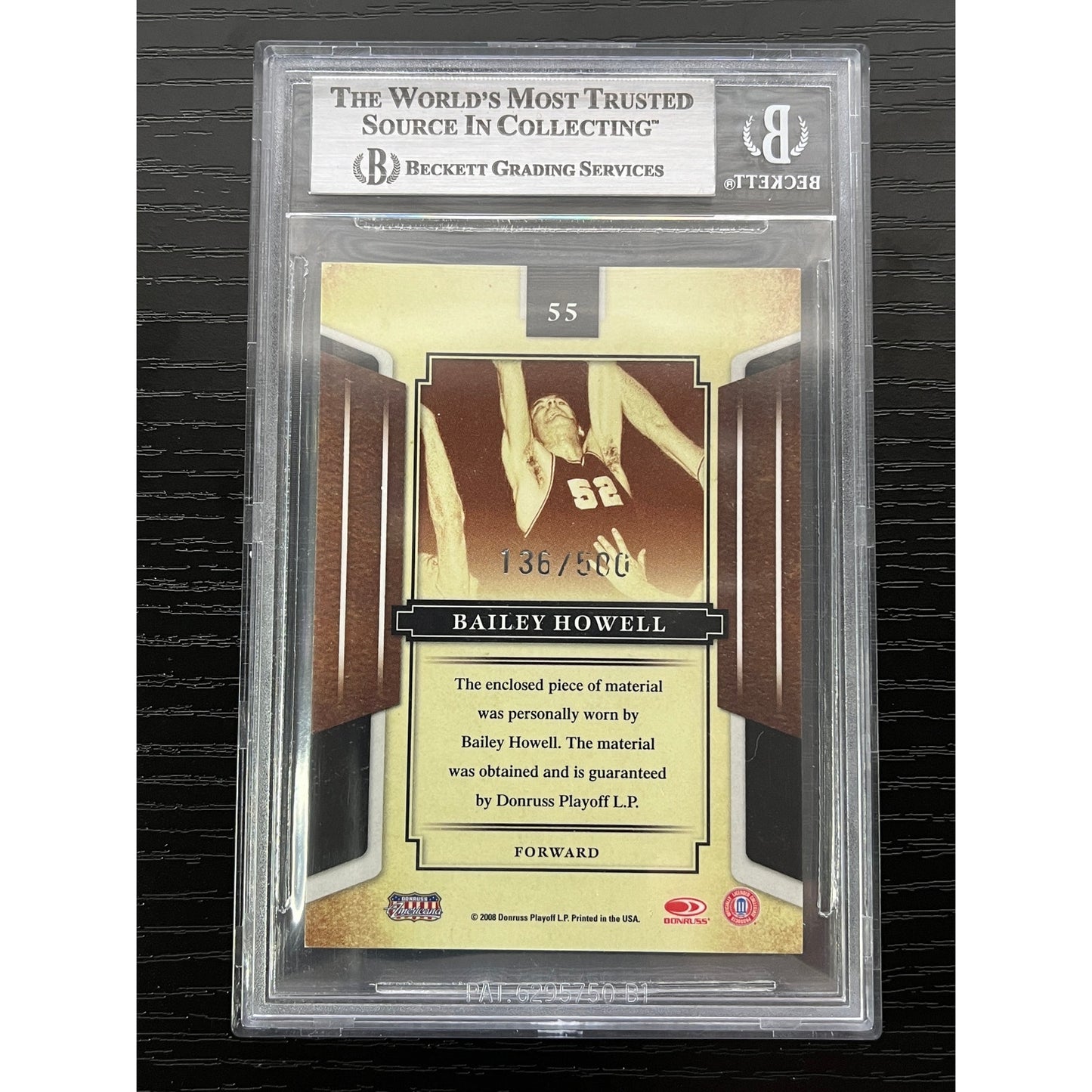 Bailey Howell Signed 2008 Donruss Sports Legends Materials Mirror Red /500 BAS