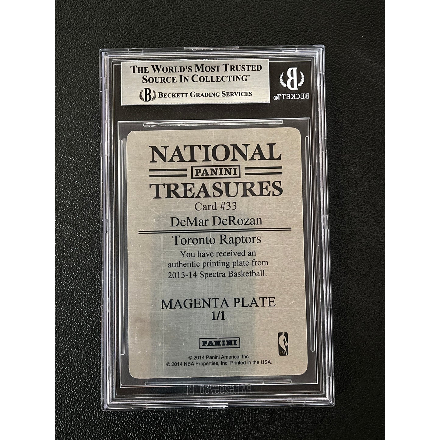 DeMar DeRozan Signed 2013 Panini Spectra Printing Plate 1/1 Auto BAS Slabbed