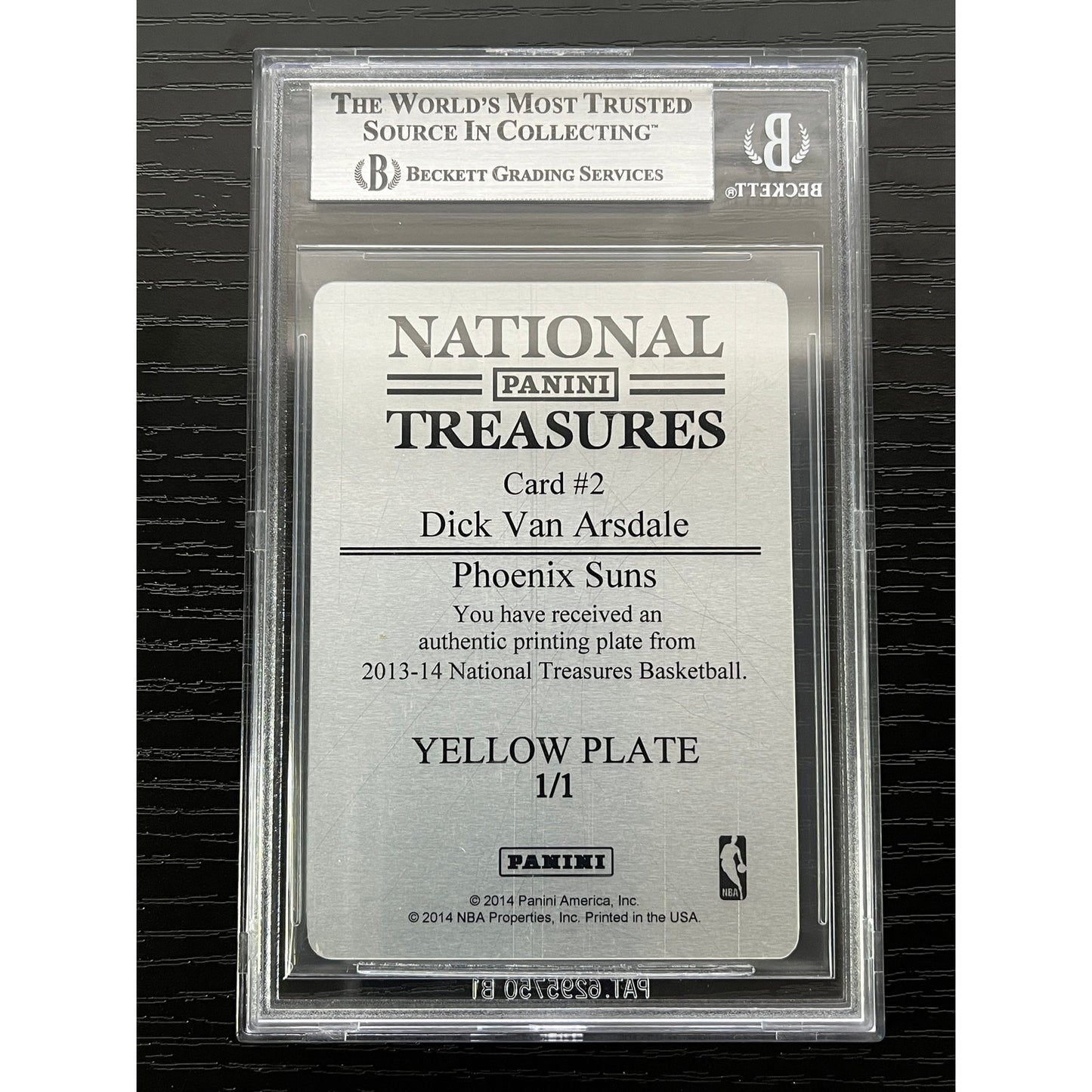 Dick Van Arsdale Signed 2013-14 National Treasures Yellow Printing Plate 1/1 BAS