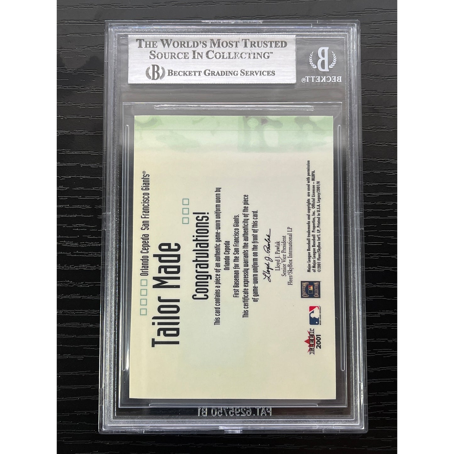 Orlando Cepeda Signed 2001 Fleer Legacy Tailor Made #5 Jersey Relic Card BAS