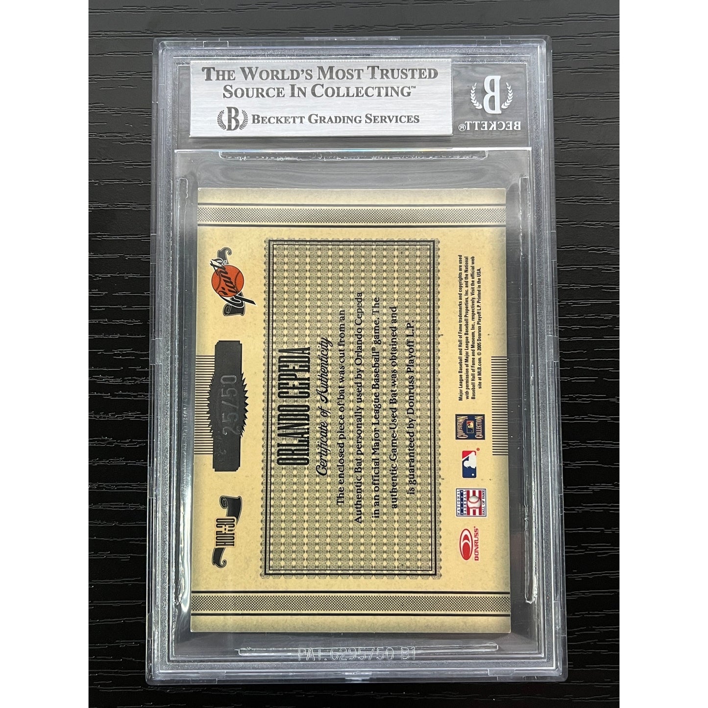 Orlando Cepeda Signed 2005 Timeless Treasures HOF Materials Bat Card SSP /50 BAS