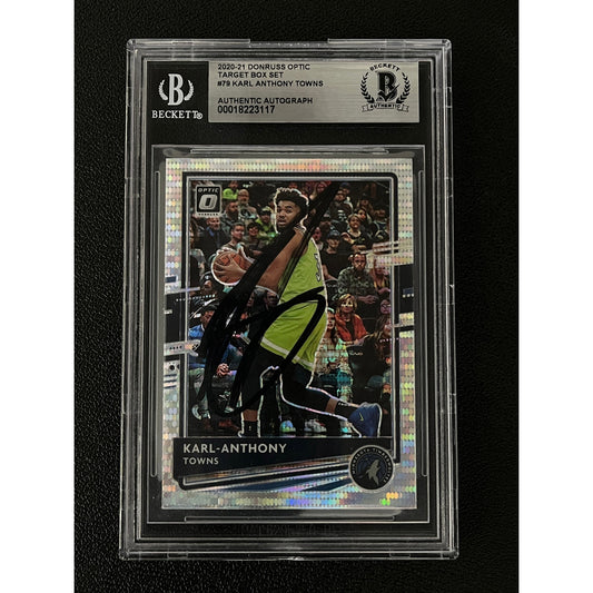Karl Anthony Towns Signed 2020 Donruss Optic #79 Pulsar Auto Beckett BAS