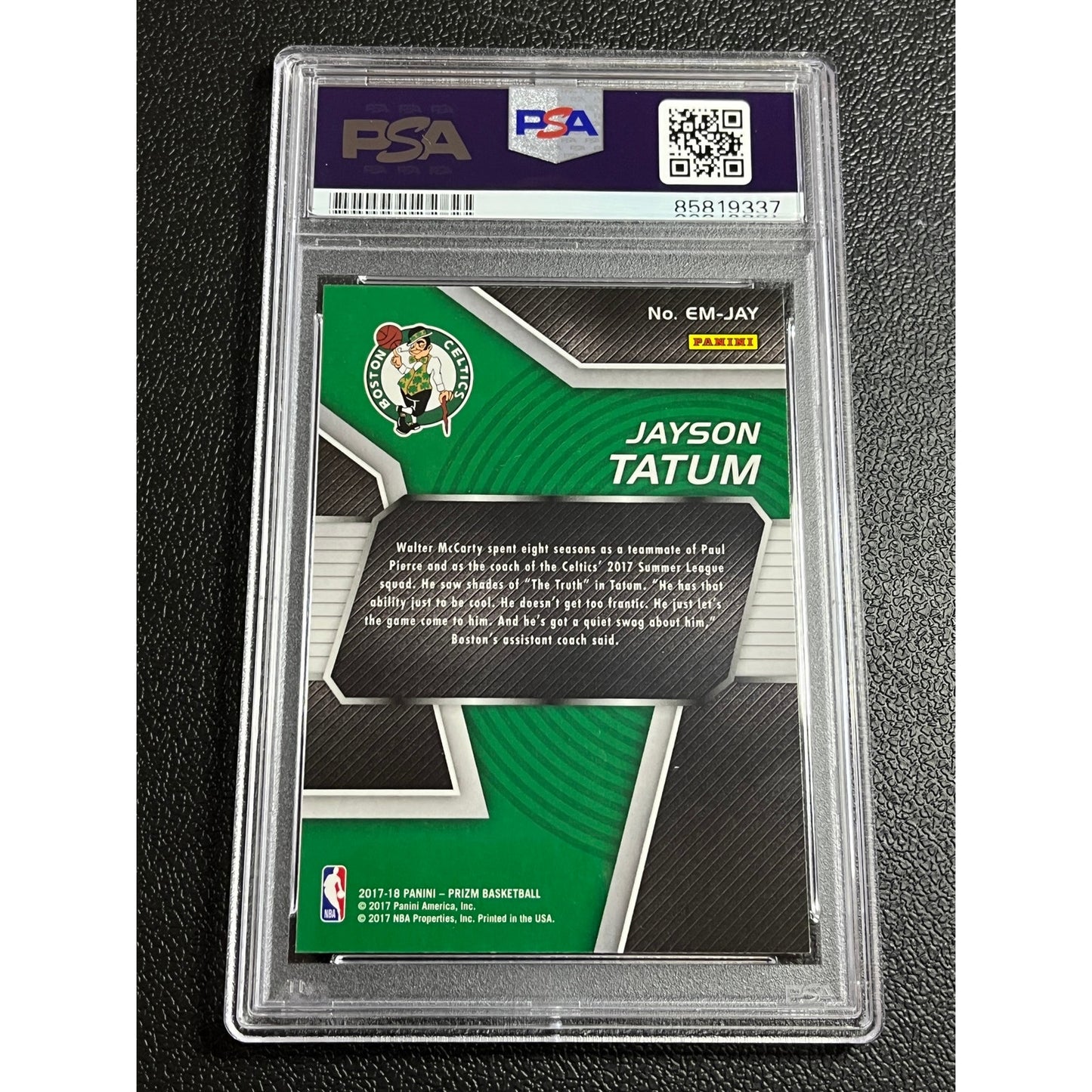 2017-18 Panini Prizm Jayson Tatum Signed Emergent RC Auto Celtics Card PSA/DNA