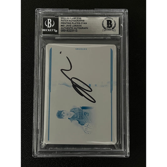 Jake LaRavia Signed 2022-23 Flawless Printing Plate Cyan RC Auto 1/1 Beckett BAS