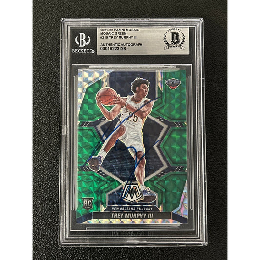 Trey Murphy III Signed 2021 Panini Mosaic Green #219 RC Auto Beckett BAS