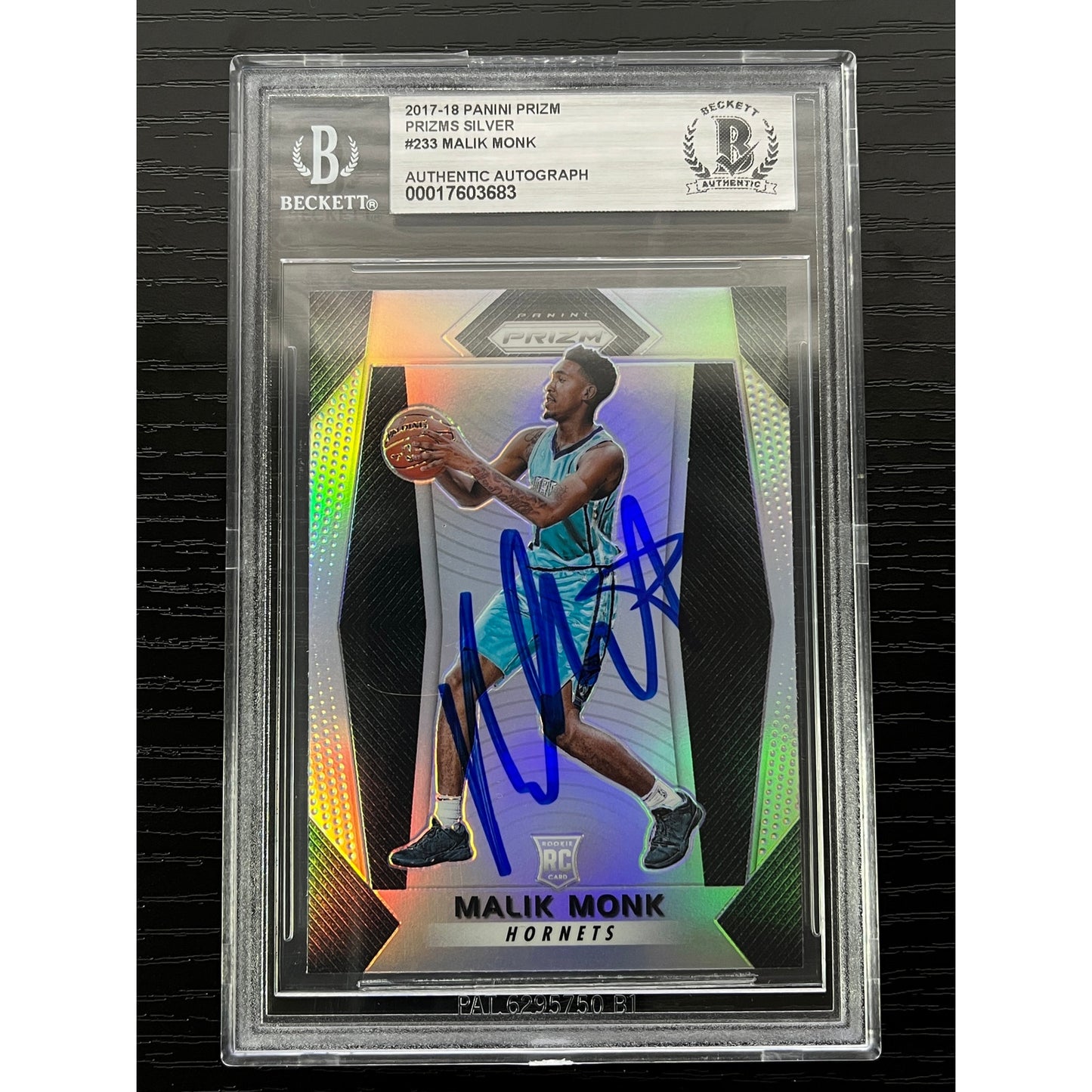 Malik Monk Signed 2017-18 Panini Prizm Silver #233 Card RC Auto BAS