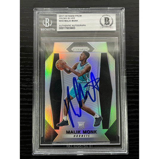 Malik Monk Signed 2017-18 Panini Prizm Silver #233 Card RC Auto BAS