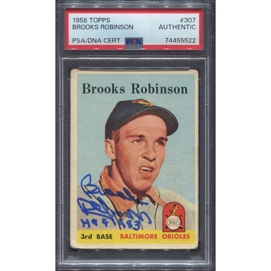 Brooks Robinson Autograph Signed 1958 Topps Orioles #307 'HOF' Auto PSA/DNA