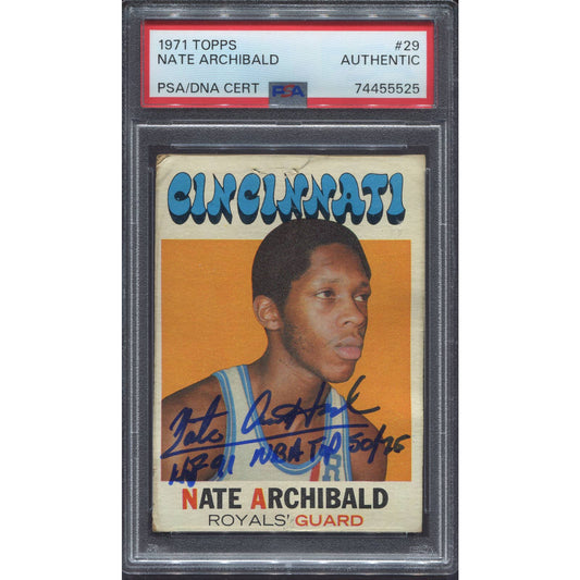 Nate Tiny Archibald Signed 1971 Topps #29 Rookie RC Auto w Inscriptions PSA/DNA