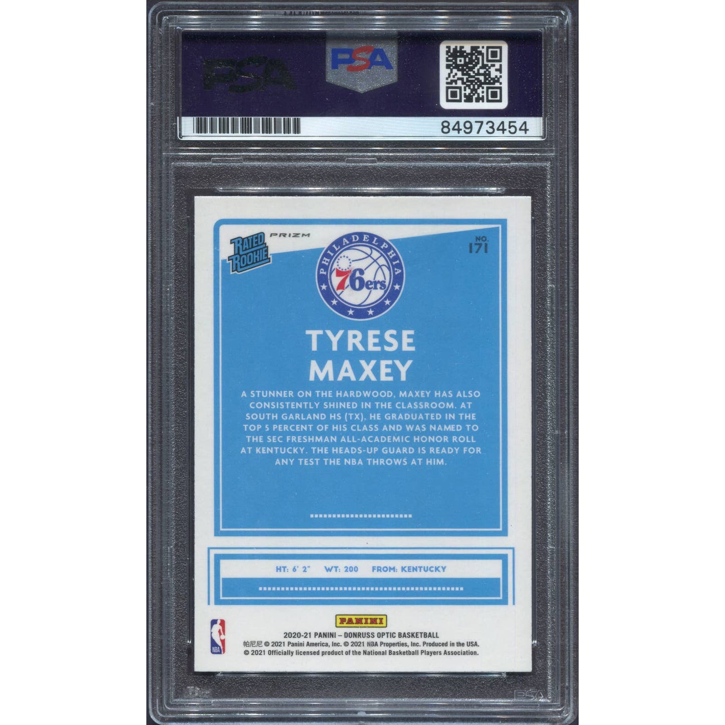 2020 Donruss Optic Fanatics Tyrese Maxey Signed Rated Rookie RC Auto PSA/DNA