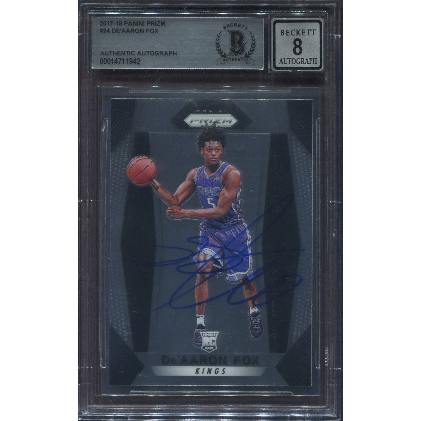 2017-18 Panini Prizm De'Aaron Fox Signed RC Auto BAS