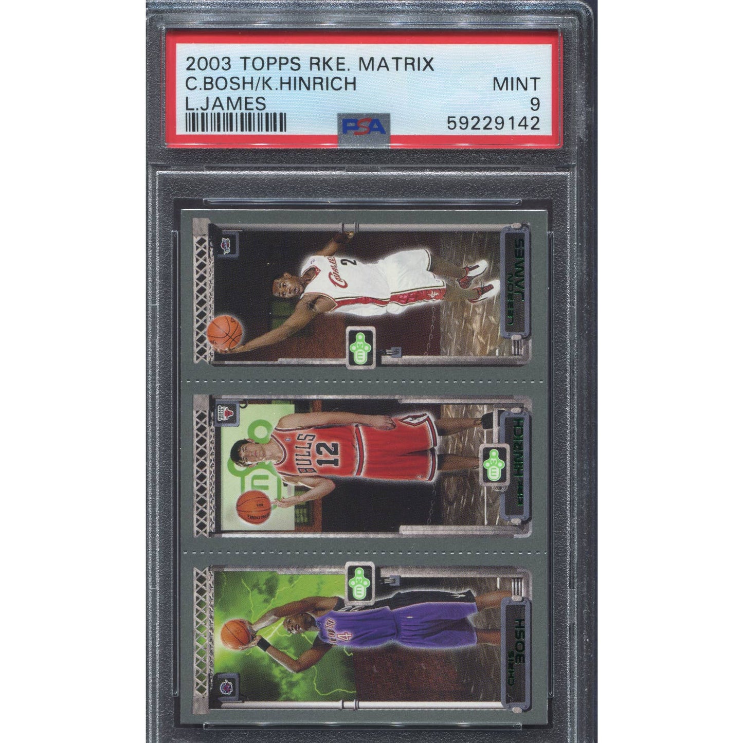 2003-04 Topps Matrix Lebron James Chris Bosh Kirk Hinrich Rookie RC #111 PSA 9