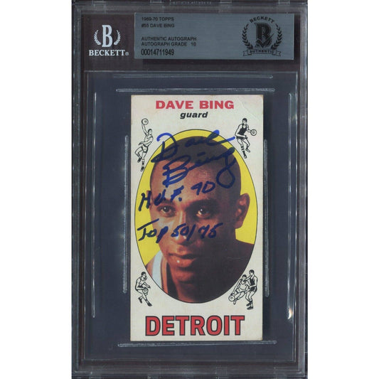 Dave Bing Signed & Inscribed 1969 Topps Basketball #55 RC Rookie Beckett BAS 10