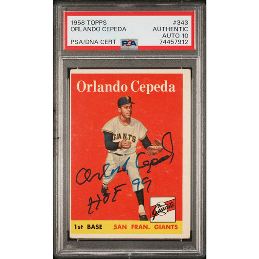 Orlando Cepeda Autograph Signed 1958 Topps SF Giants Rookie Card RC PSA 10 Auto