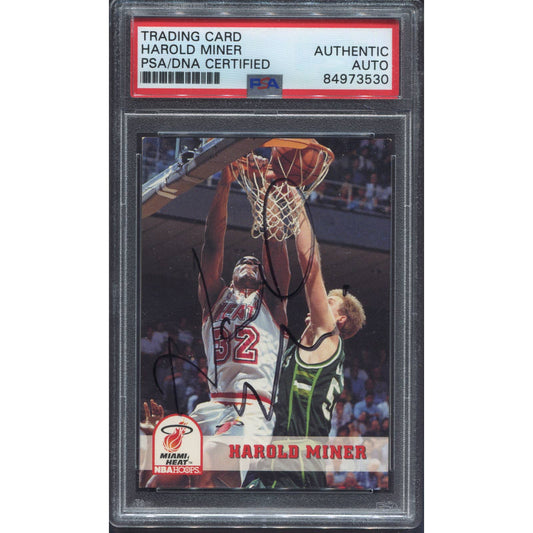 1993-94 NBA Hoops Harold Miner Signed Card Miami Heat Autograph PSA/DNA