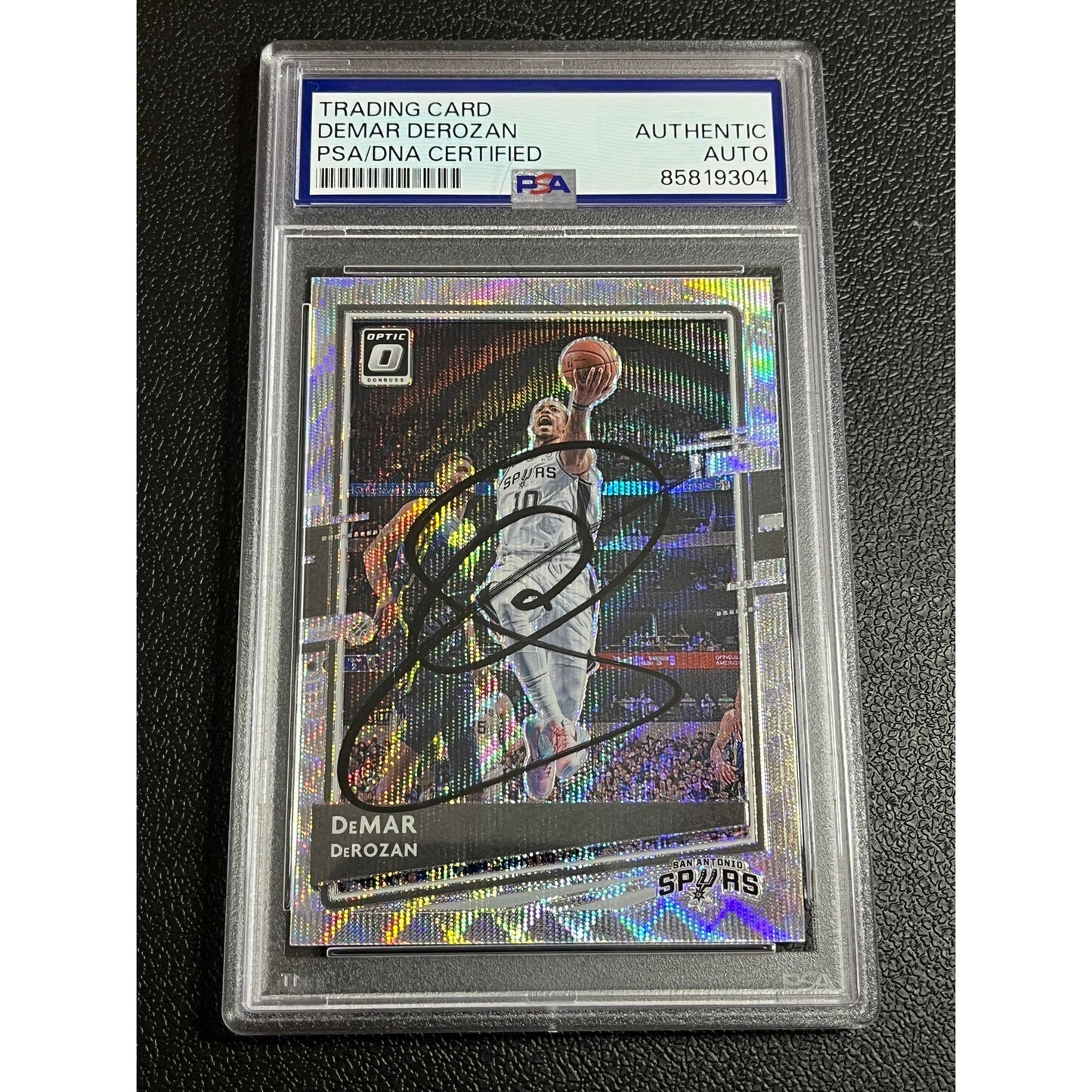 2020-21 Donruss Optic DeMar DeRozan Signed Silver Wave Prizm Spurs Card PSA/DNA