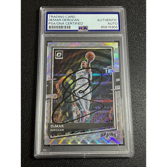 2020-21 Donruss Optic DeMar DeRozan Signed Silver Wave Prizm Spurs Card PSA/DNA