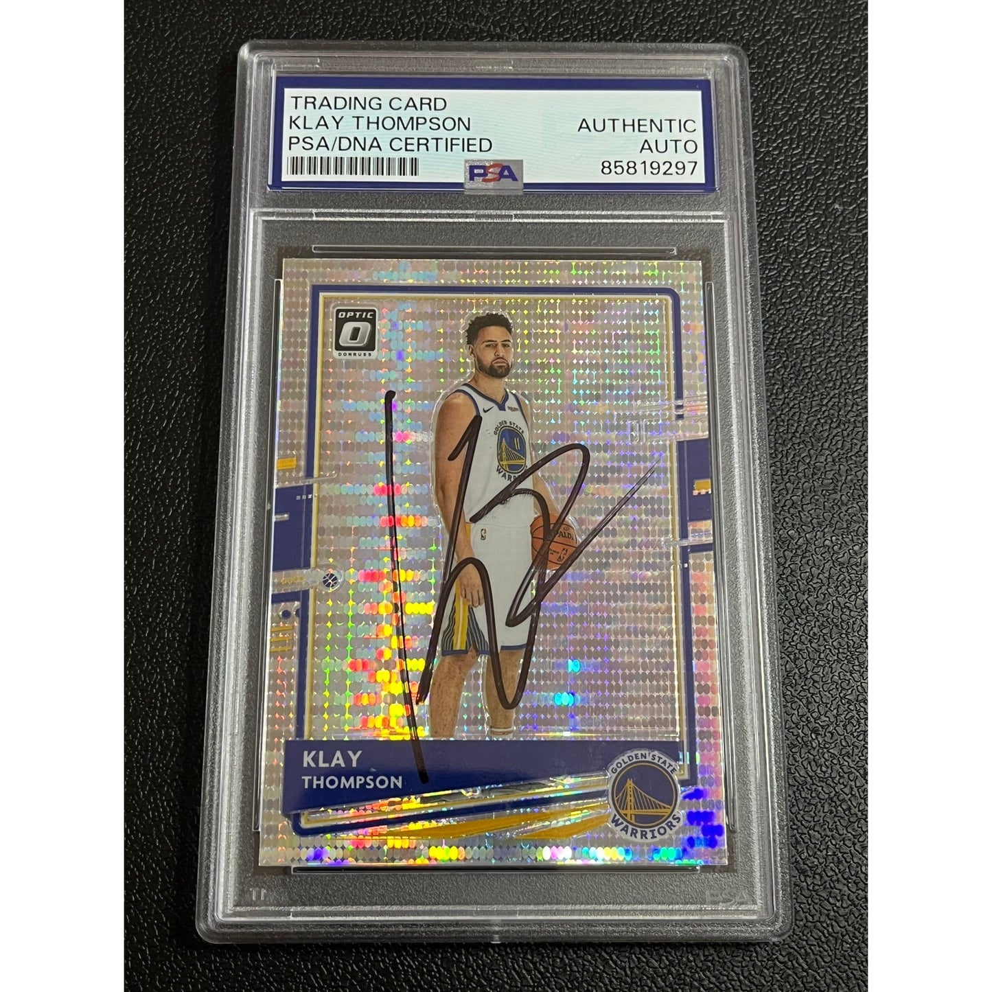 2020-21 Donruss Optic #49 Klay Thompson Signed Pulsar Warriors Card PSA/DNA