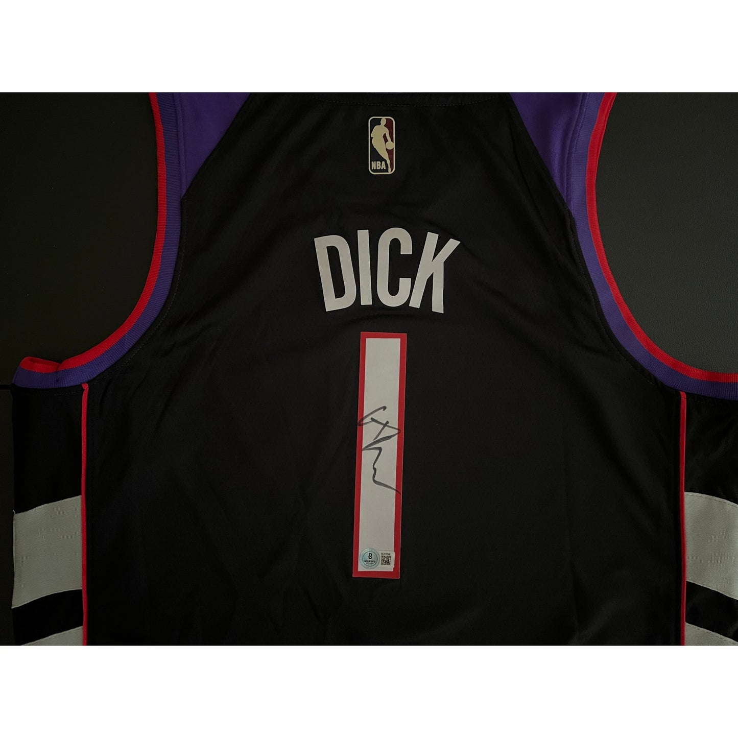 Gradey Dick Signed Toronto Raptors Jersey BAS Beckett COA