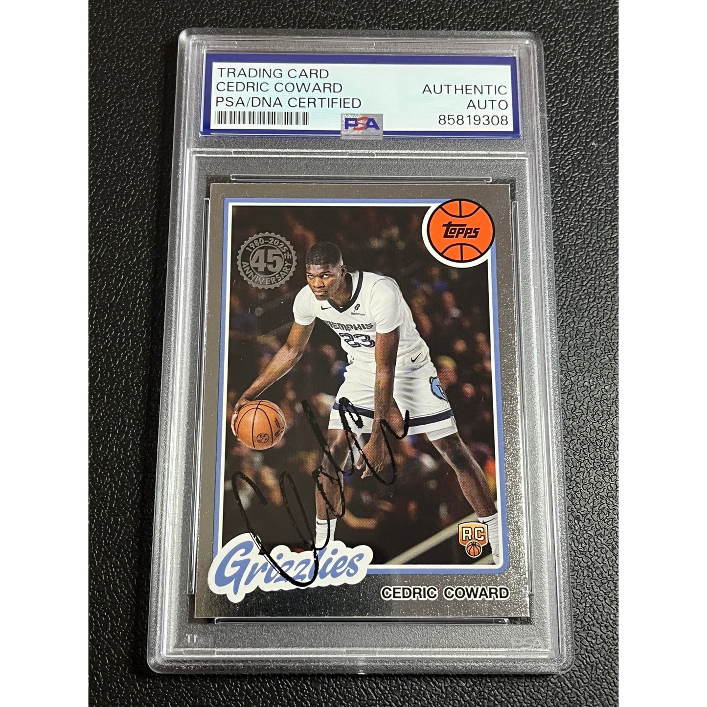 2025-26 Topps 45th Anniversary Cedric Coward Signed RC Auto Card 80BK-58 PSA/DNA