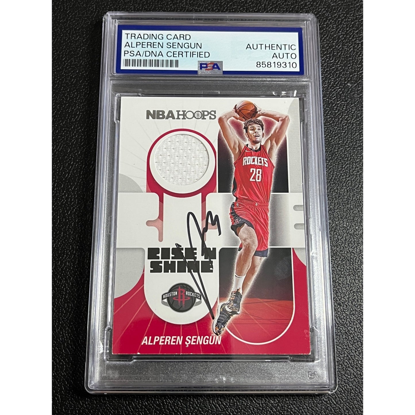 2021-22 Panini Hoops Alperen Sengun Signed RC Auto RiseNShine Relic Card PSA/DNA