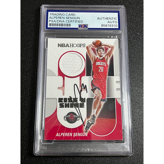 2021-22 Panini Hoops Alperen Sengun Signed RC Auto RiseNShine Relic Card PSA/DNA