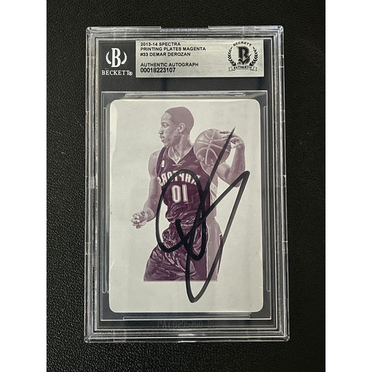 DeMar DeRozan Signed 2013 Panini Spectra Printing Plate 1/1 Auto BAS Slabbed