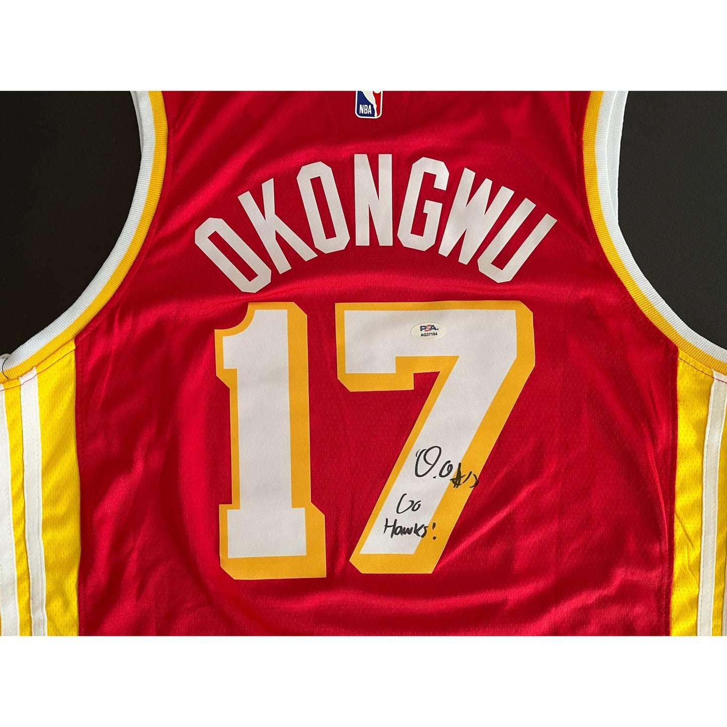 Onyeka Okongwu Signed Atlanta Hawks Jersey 'Go Hawks' Inscription PSA/DNA