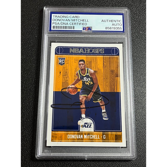 2017-18 NBA Hoops Donovan Mitchell #263 Signed RC Auto Utah Jazz Card PSA/DNA