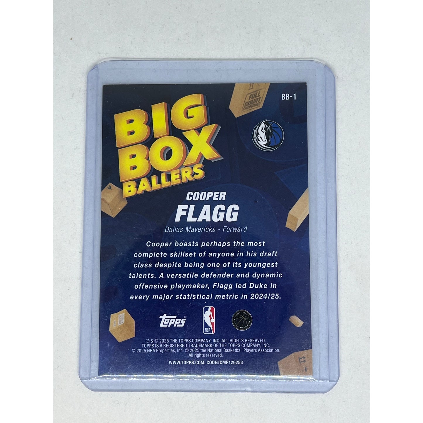 2025-26 Topps Basketball Cooper Flagg BB1 Big Box Ballers Exclusive SP Rookie RC