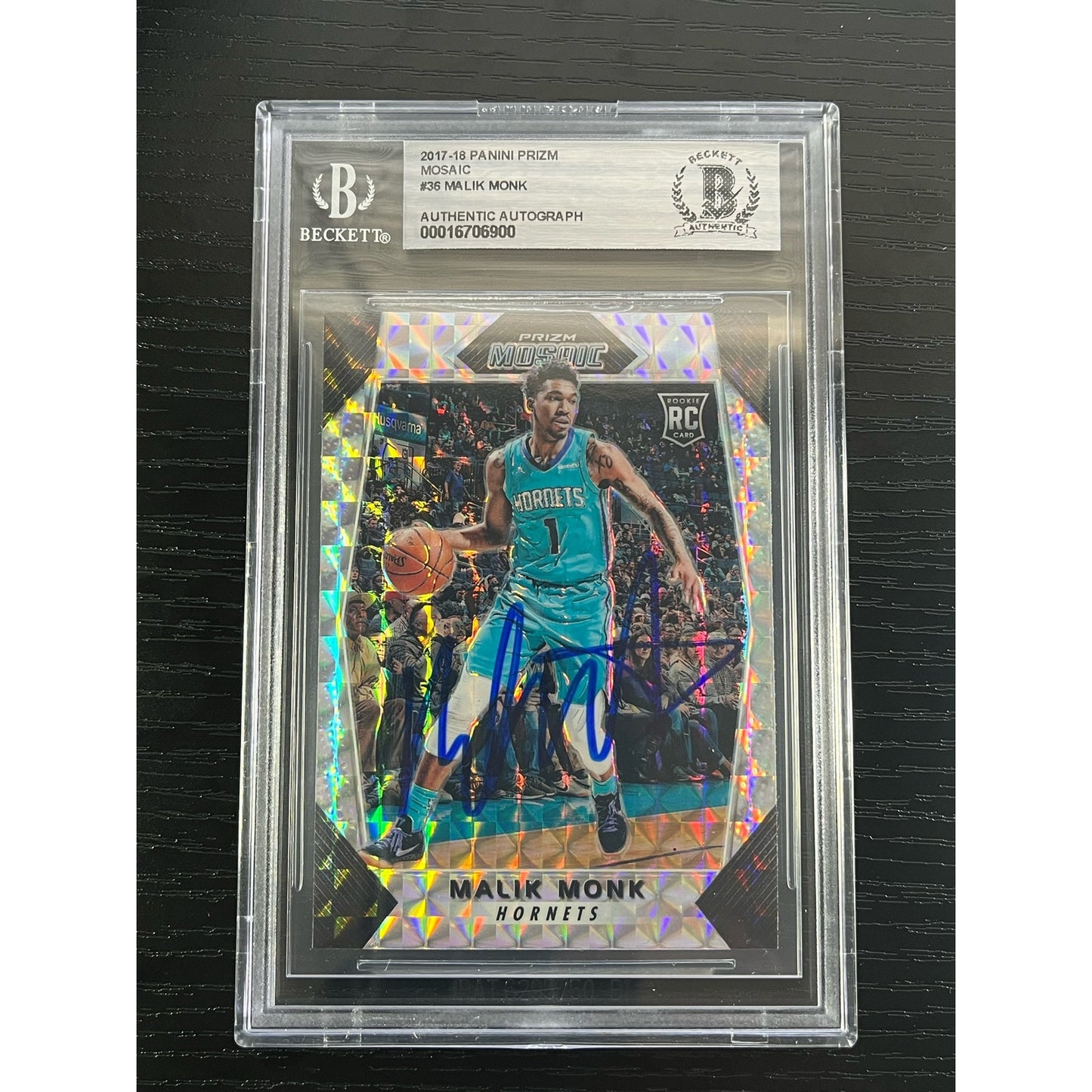 2017-18 Panini Prizm Mosaic Malik Monk Signed Card Auto Beckett BAS