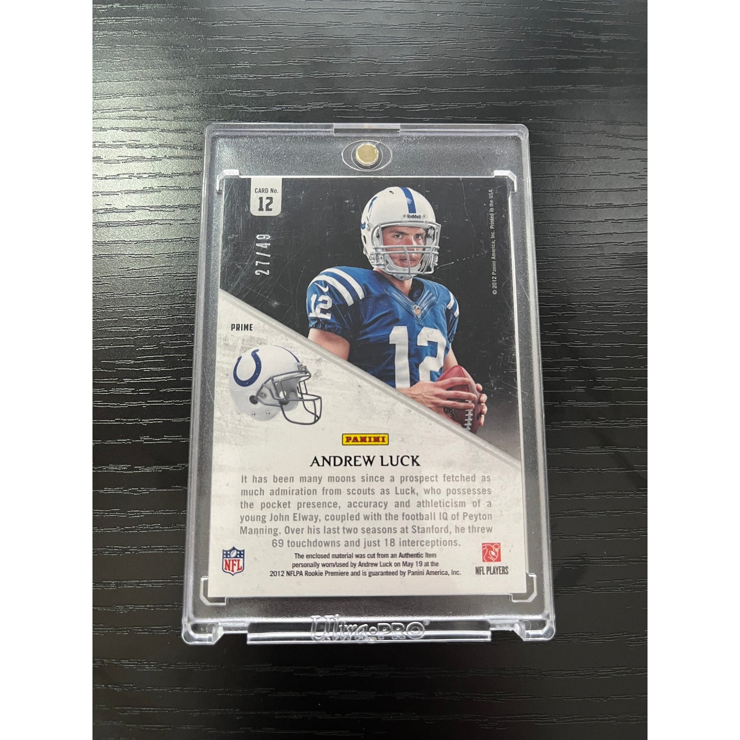 2012 Panini R&S Rookies & Stars Andrew Luck Rookie Collection Jerseys Prime /49