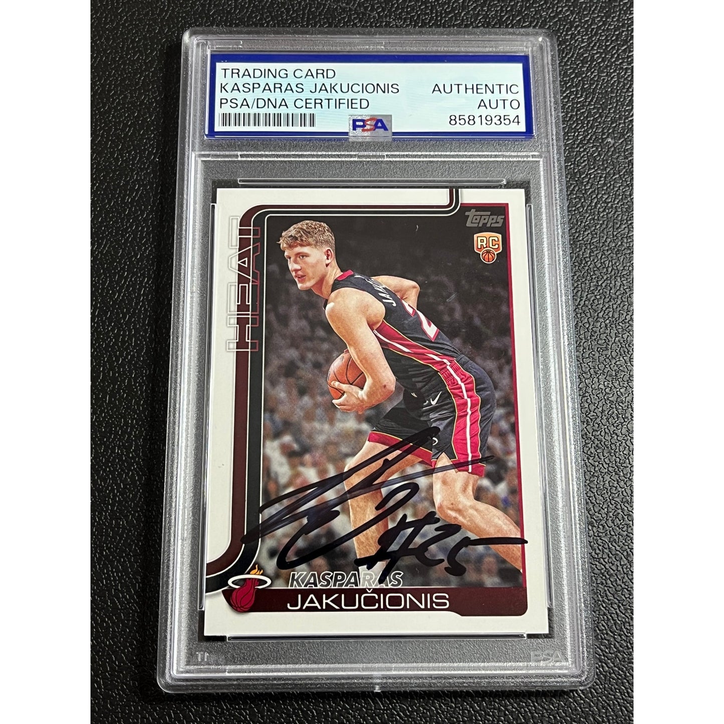 2025-26 Topps Kasparas Jakucionis #220 Signed RC Auto Miami Heat Card PSA/DNA
