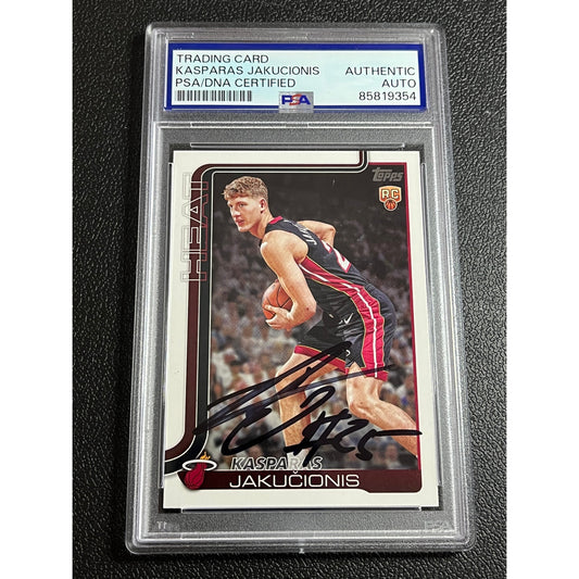 2025-26 Topps Kasparas Jakucionis #220 Signed RC Auto Miami Heat Card PSA/DNA