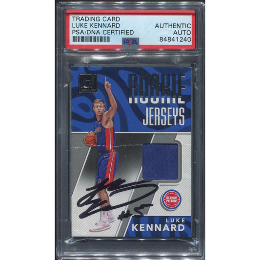 Luke Kennard Signed 2017-18 Donruss Rookie Jerseys RC Card Auto PSA/DNA Slab