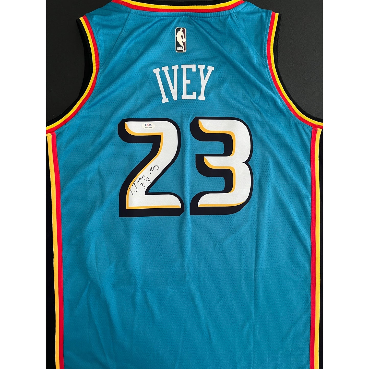 Jaden Ivey Signed Detroit Pistons Jersey 'John 3:4' Inscription PSA/DNA