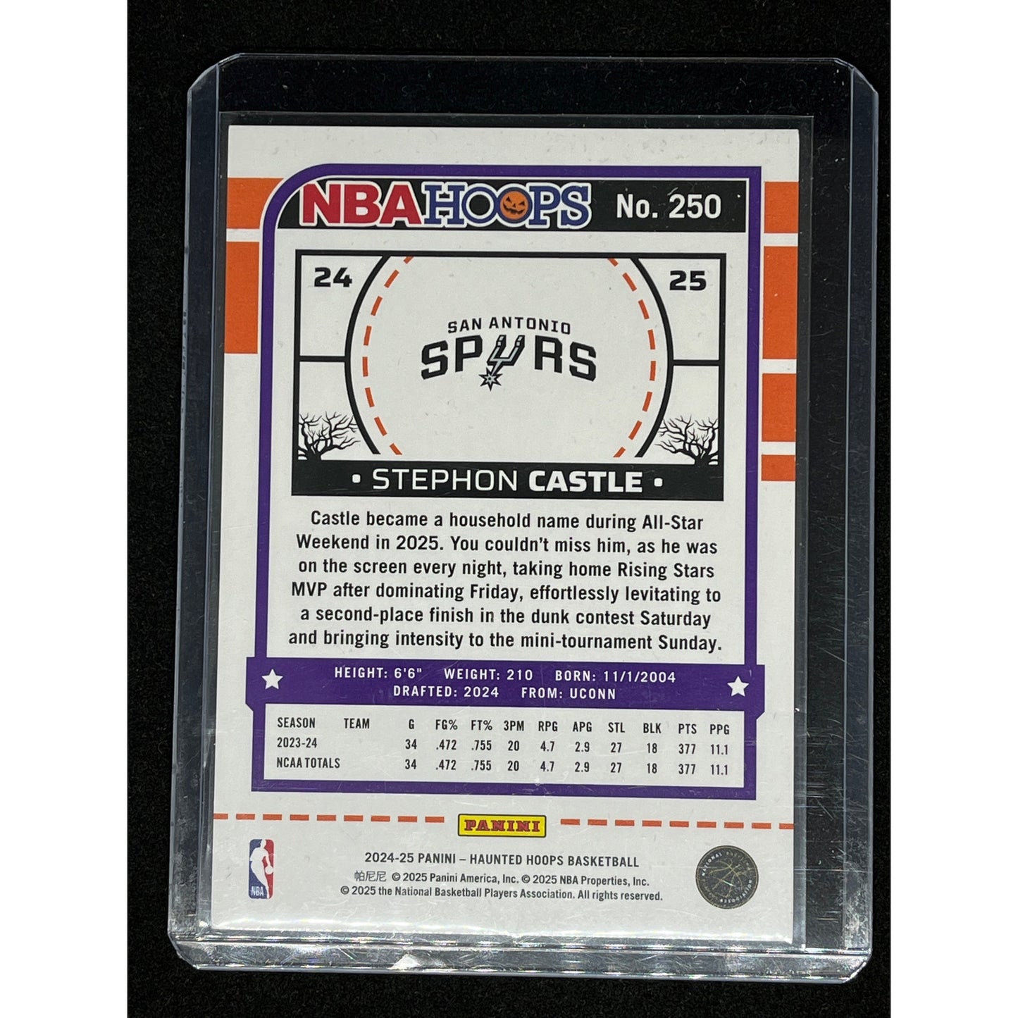 2024-25 Panini Haunted Hoops Stephon Castle #250 Green Bats Holo Rookie SP /399