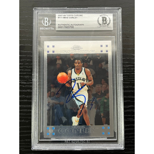 Mike Conley Signed 2007-08 Topps Chrome #111 Rookie Card RC Auto BAS