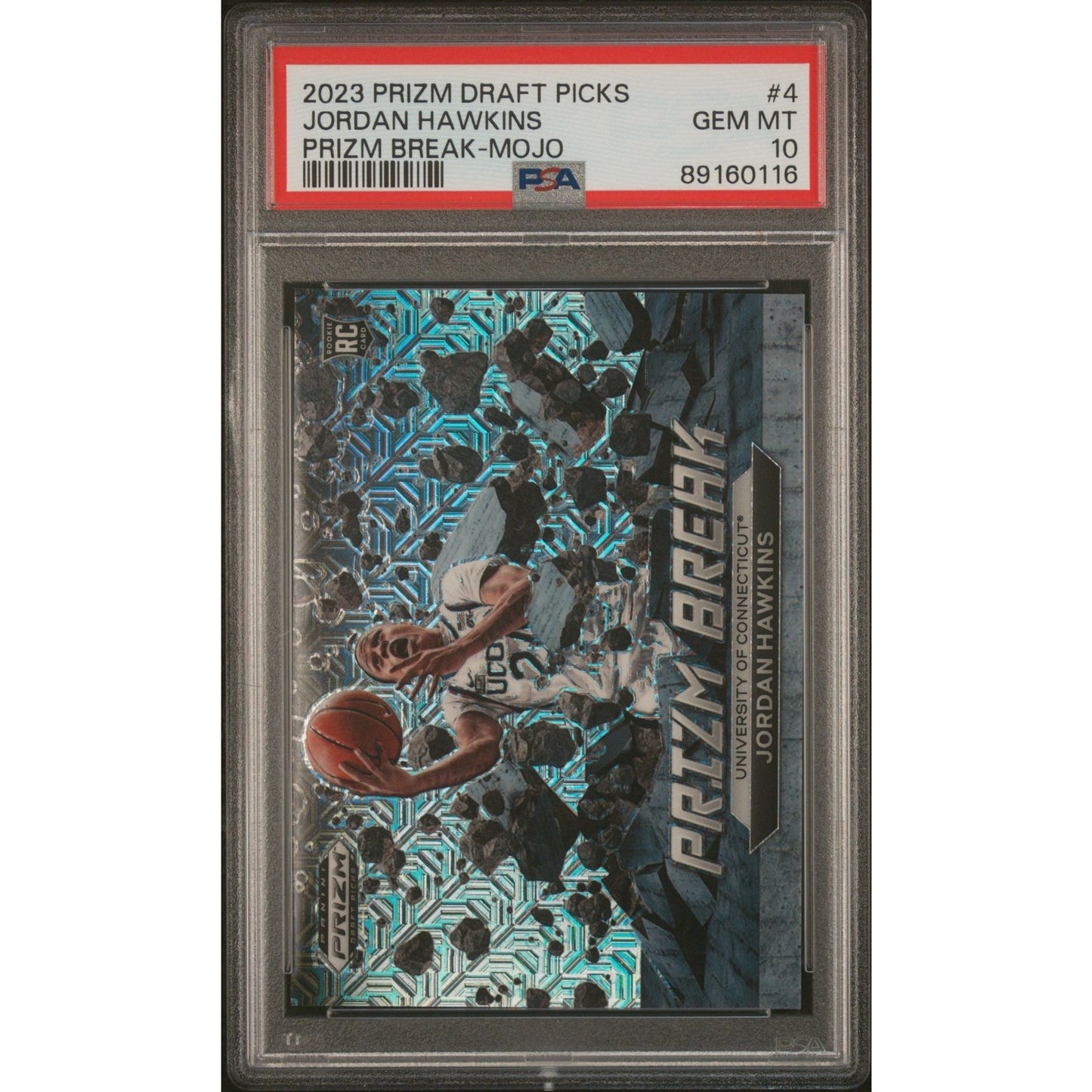 2023 Prizm Draft Picks Jordan Hawkins #4 Prizm Break Mojo RC /25 Pop 1 PSA 10