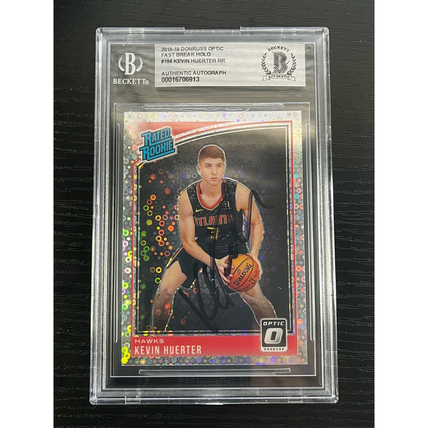 2018-19 Donruss Optic Fast Break Holo Kevin Huerter Signed RC Beckett BAS