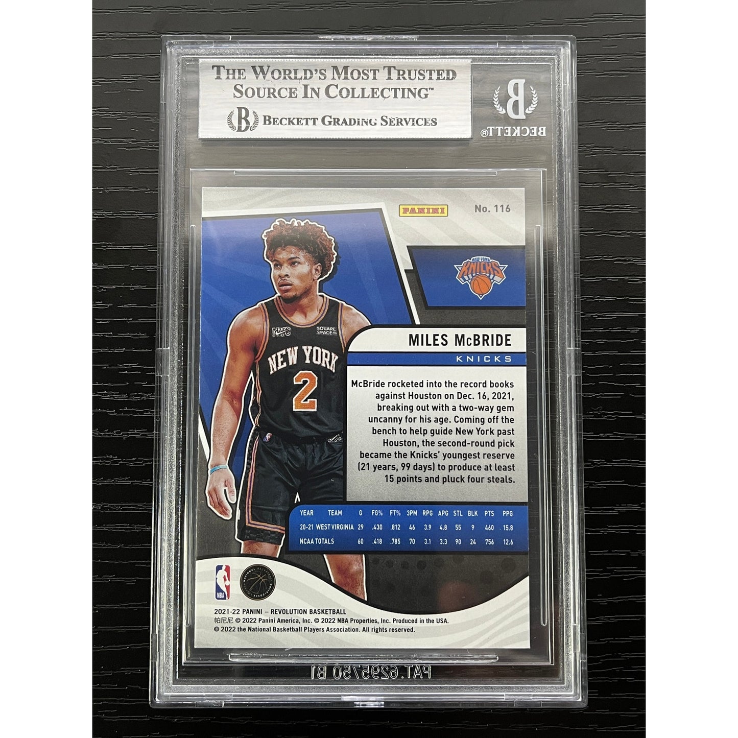 Miles McBride Signed 2021-22 Panini Revolution #116 RC Auto Card BAS