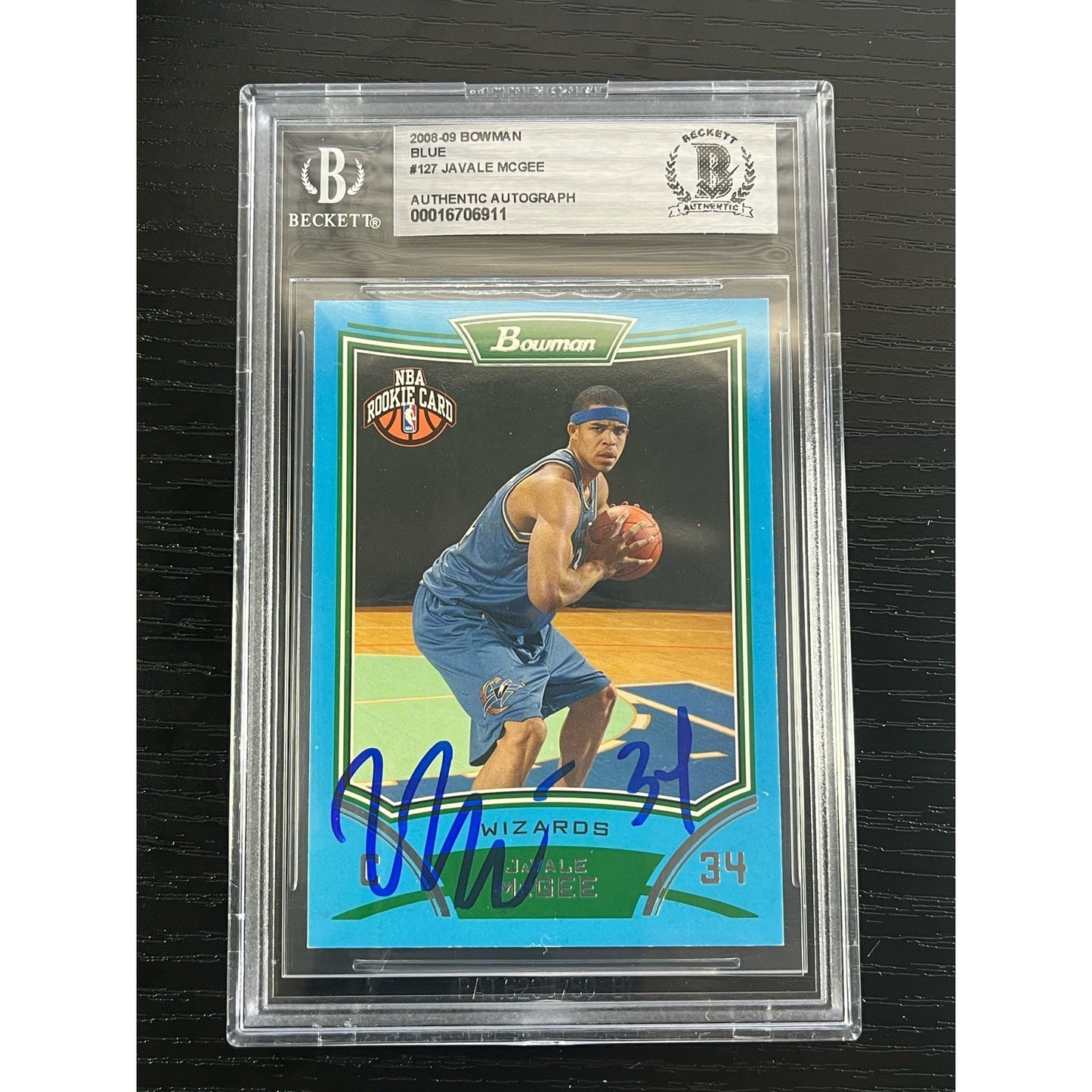 2008-09 Bowman Blue JaVale McGee Signed Rookie RC Auto /499 Beckett BAS