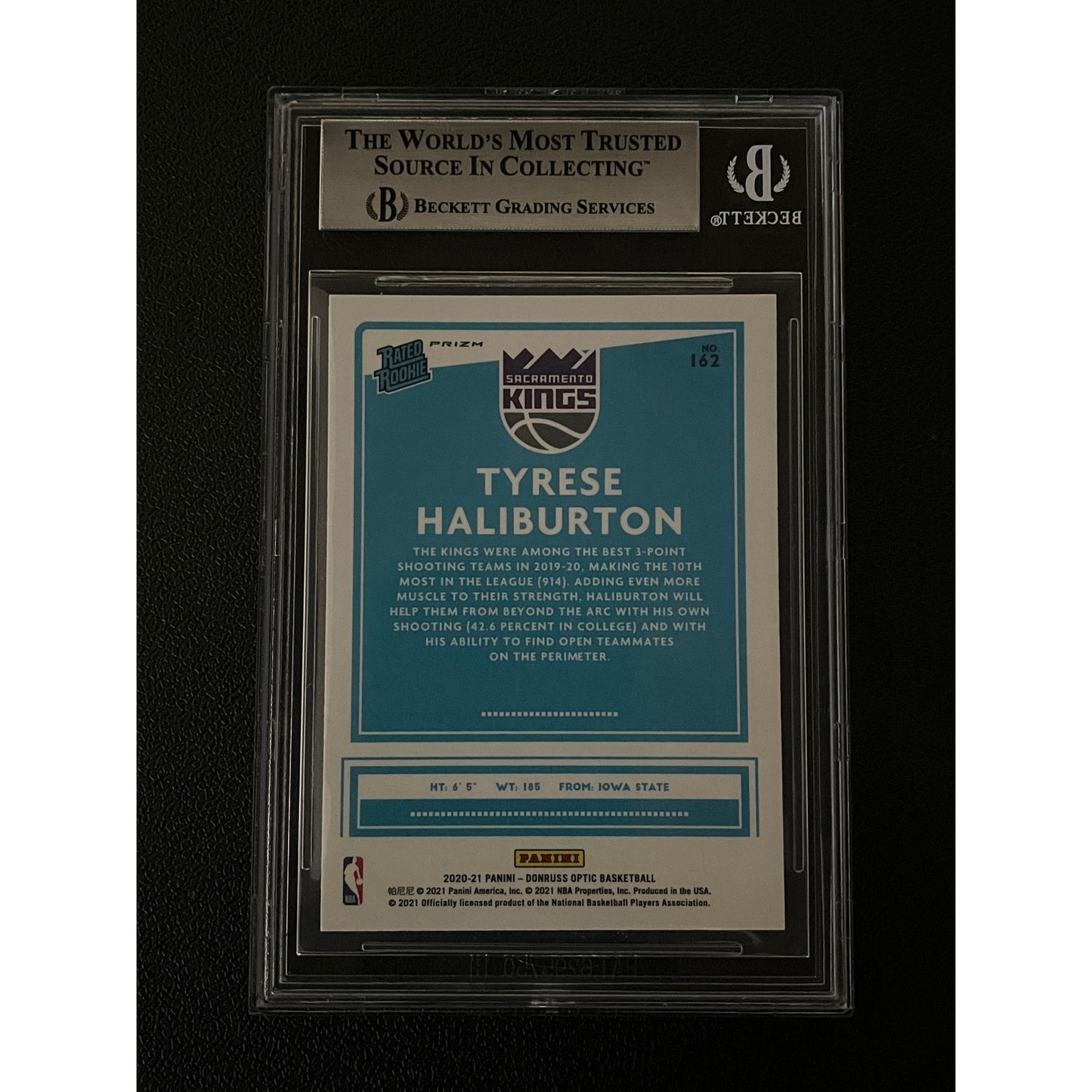 Tyrese Haliburton Signed 2020 Donruss Optic #162 Pulsar RC Auto Beckett BAS