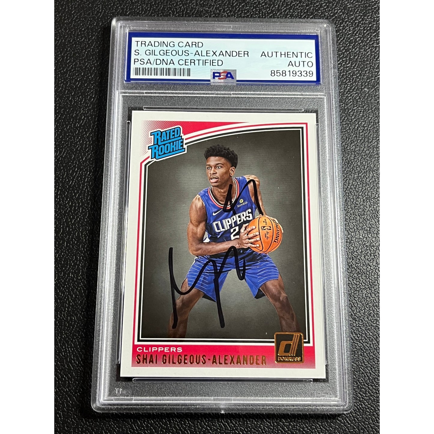 2018-19 Donruss Shai Gilgeous-Alexander #162 Signed RC Auto Card PSA/DNA